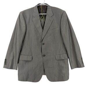 Carven Paris Suit Jacket Mens 40 Gray Pinstripe Wool Silk 2 Button Notch Lapel